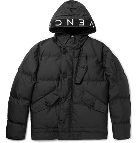 givenchy logo trimmed quilted shell hooded jacket|givenchy men's coats.